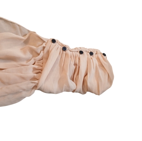 ZARA Bicolor Mini Dress Black Skirt and Blush Pink Sheer Blouse Outfit sz Medium - Picture 6 of 11